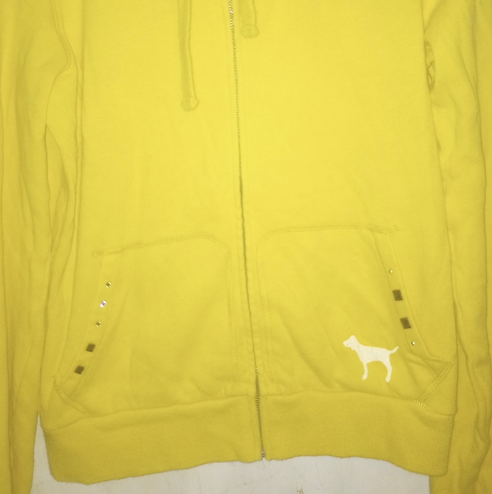 Victoria Secret Yellow Zip-Up Hoodie Graphic Size Large - Picture 10 of 10